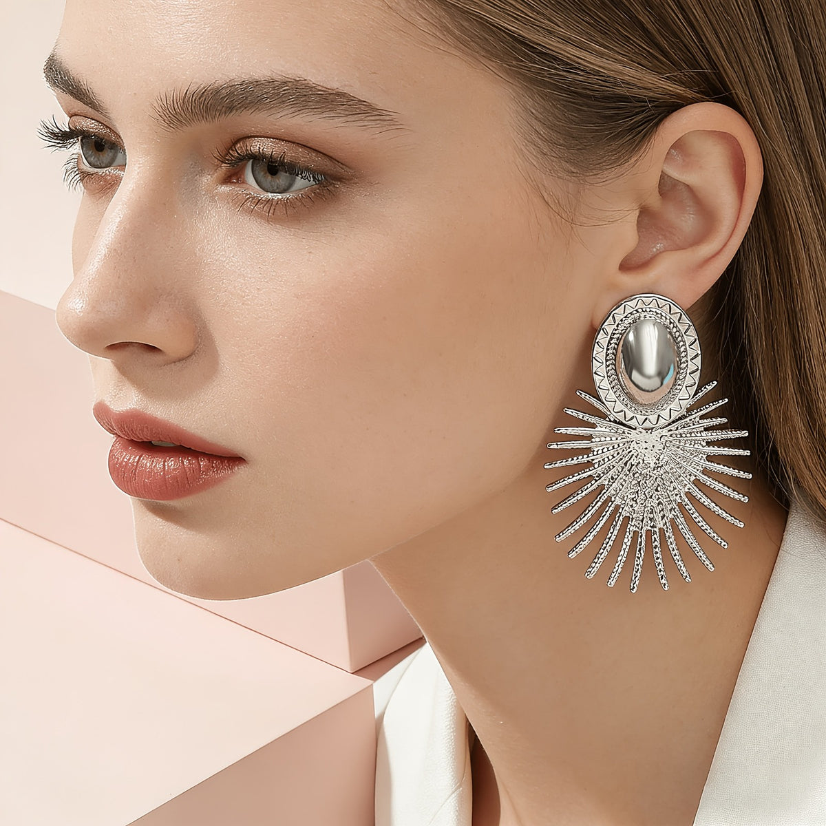 18k Vintage Sunburst Drop Earrings