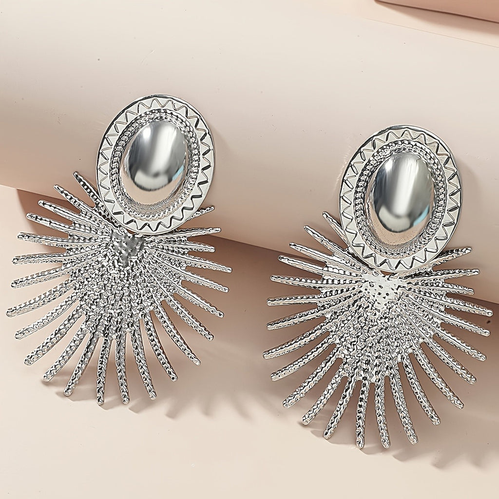18k Vintage Sunburst Drop Earrings