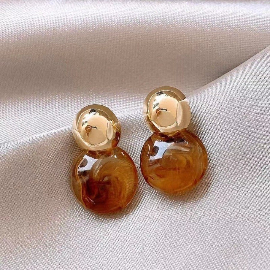 18k Boho Amber Drop Earrings