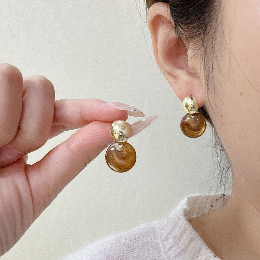 18k Boho Amber Drop Earrings