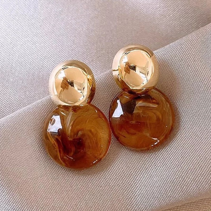 18k Boho Amber Drop Earrings