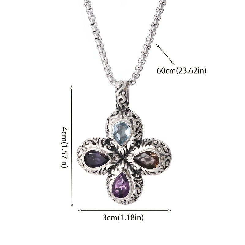 Vintage Floral Cross Necklace
