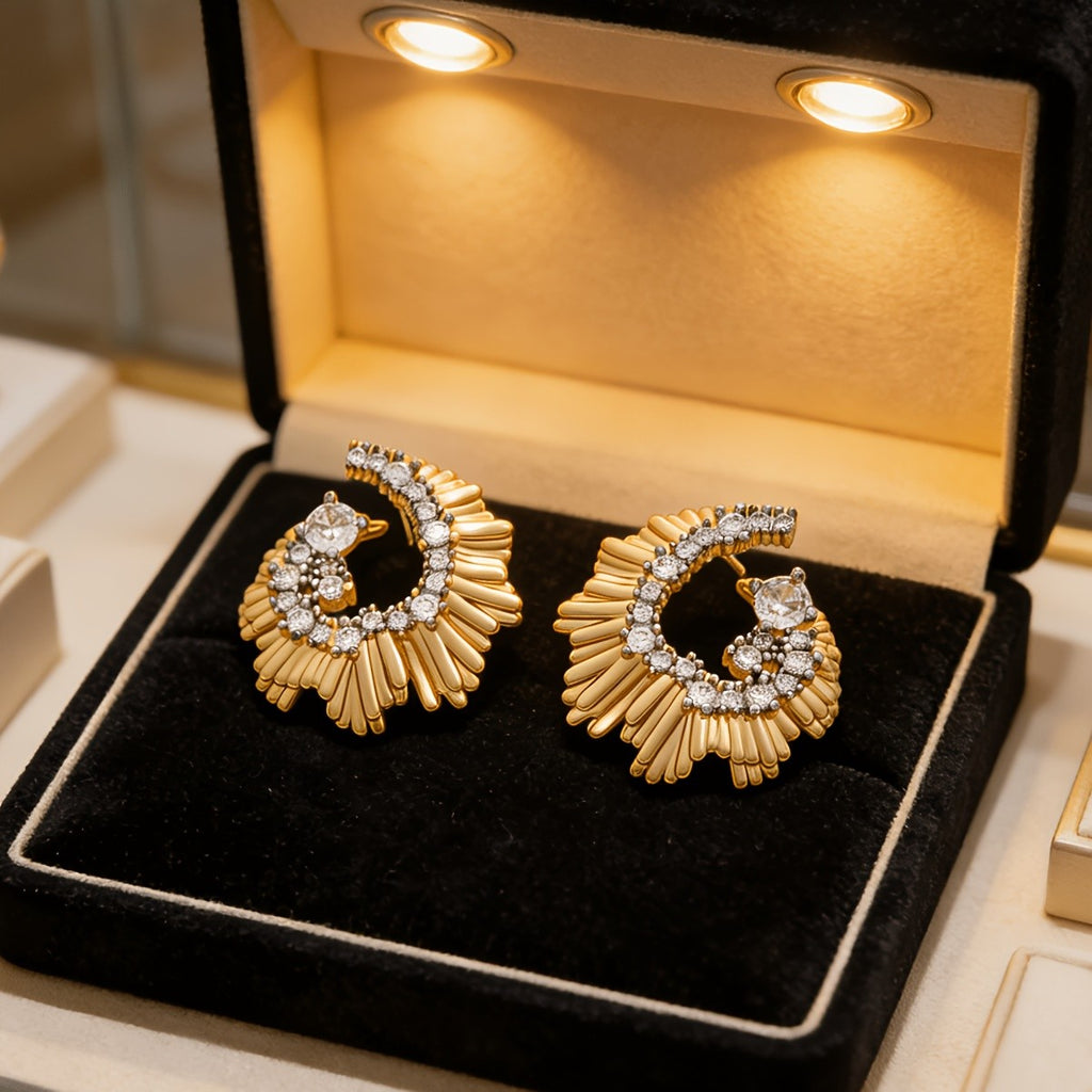 18k Vintage Sunburst Earrings