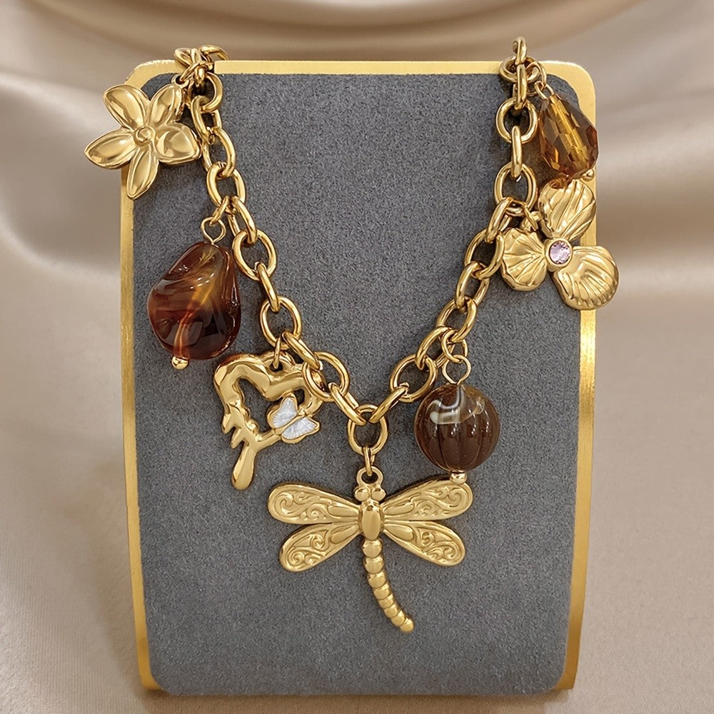 18k Vintage Dragonfly Charm Necklace