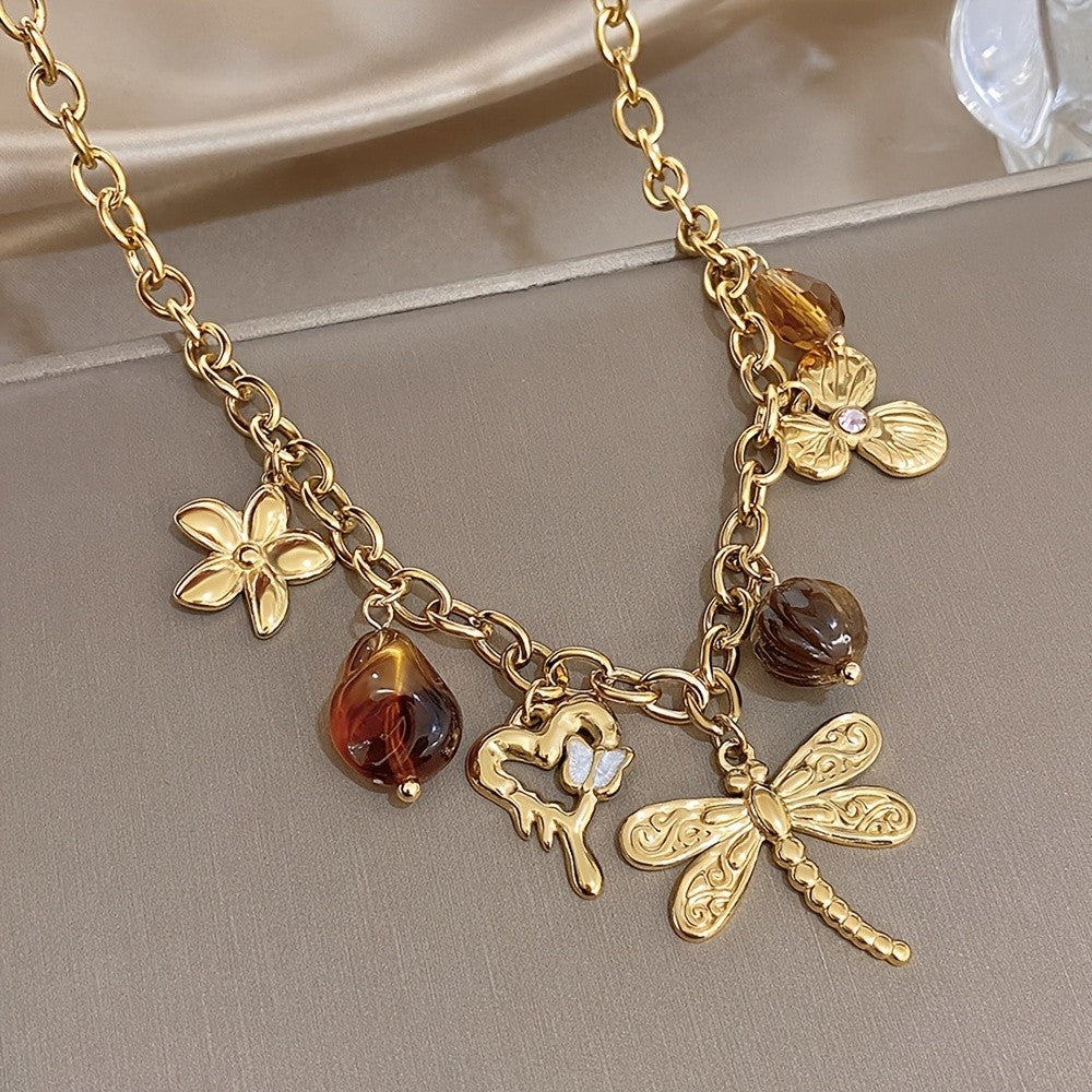 18k Vintage Dragonfly Charm Necklace
