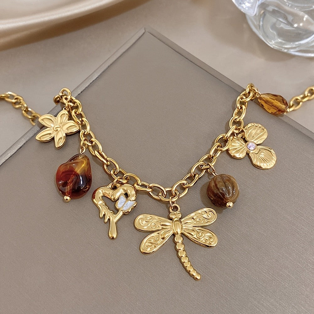 18k Vintage Dragonfly Charm Necklace