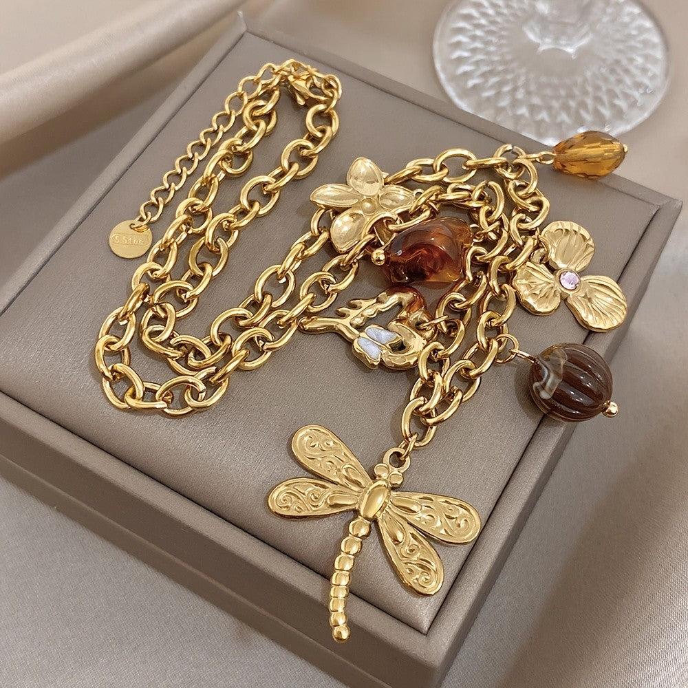 18k Vintage Dragonfly Charm Necklace