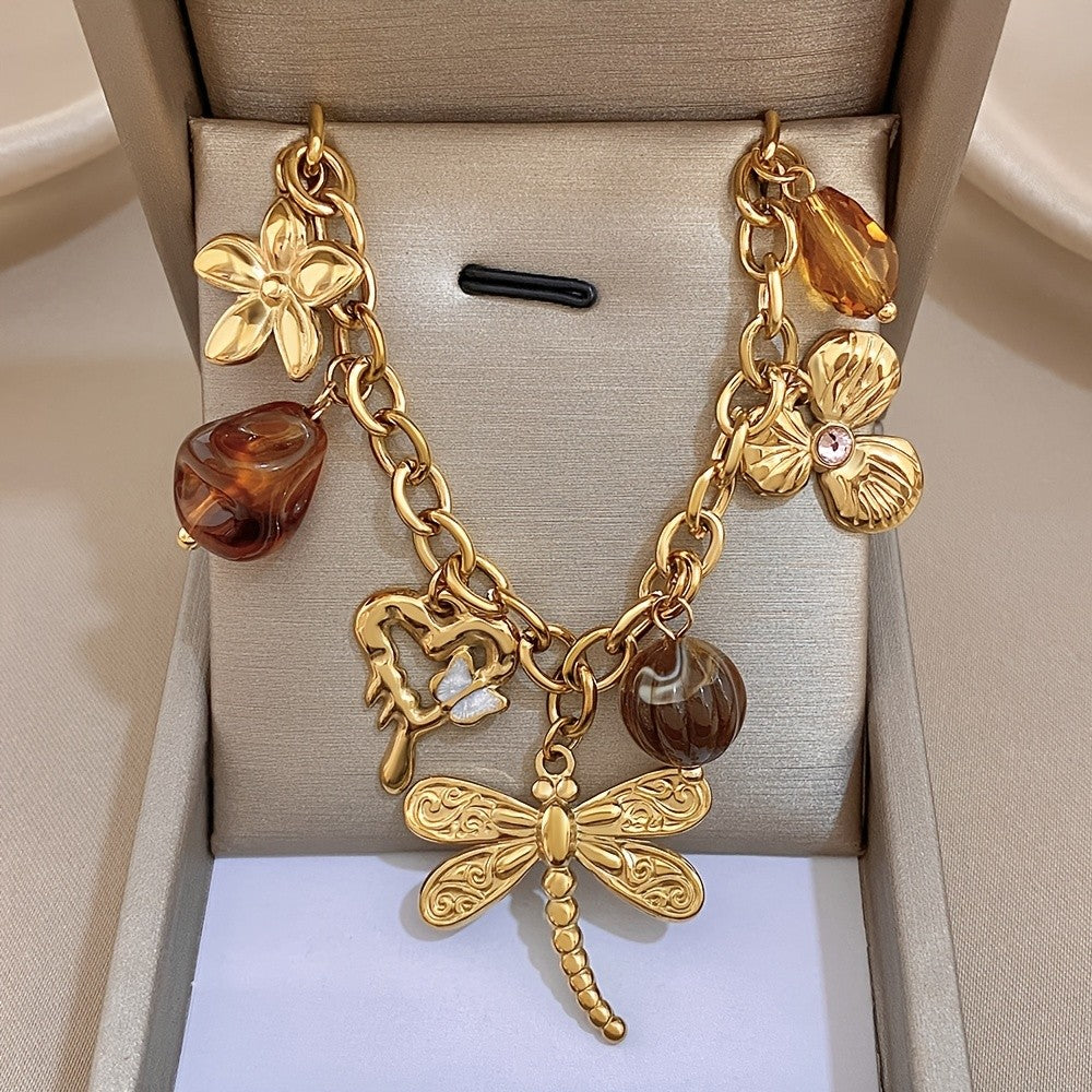 18k Vintage Dragonfly Charm Necklace