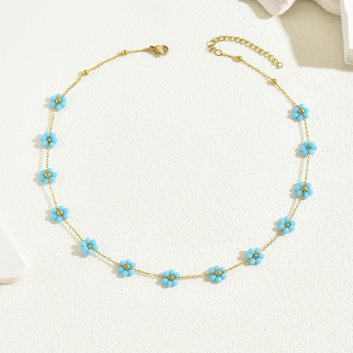 Dainty Blue Flower Necklace