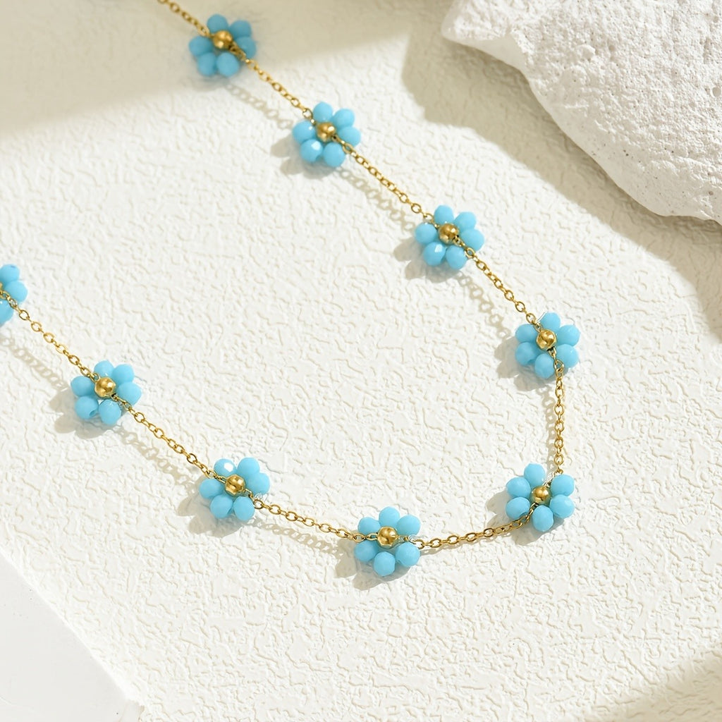 Dainty Blue Flower Necklace