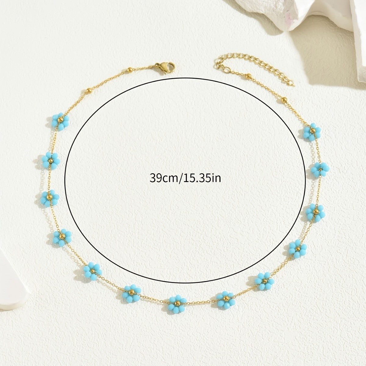 Dainty Blue Flower Necklace
