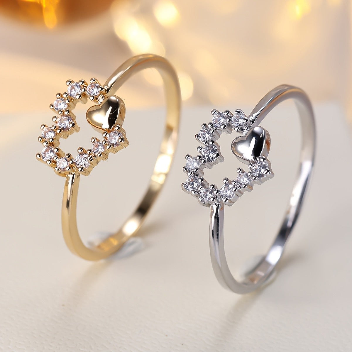 Dainty Heart Crystal Ring