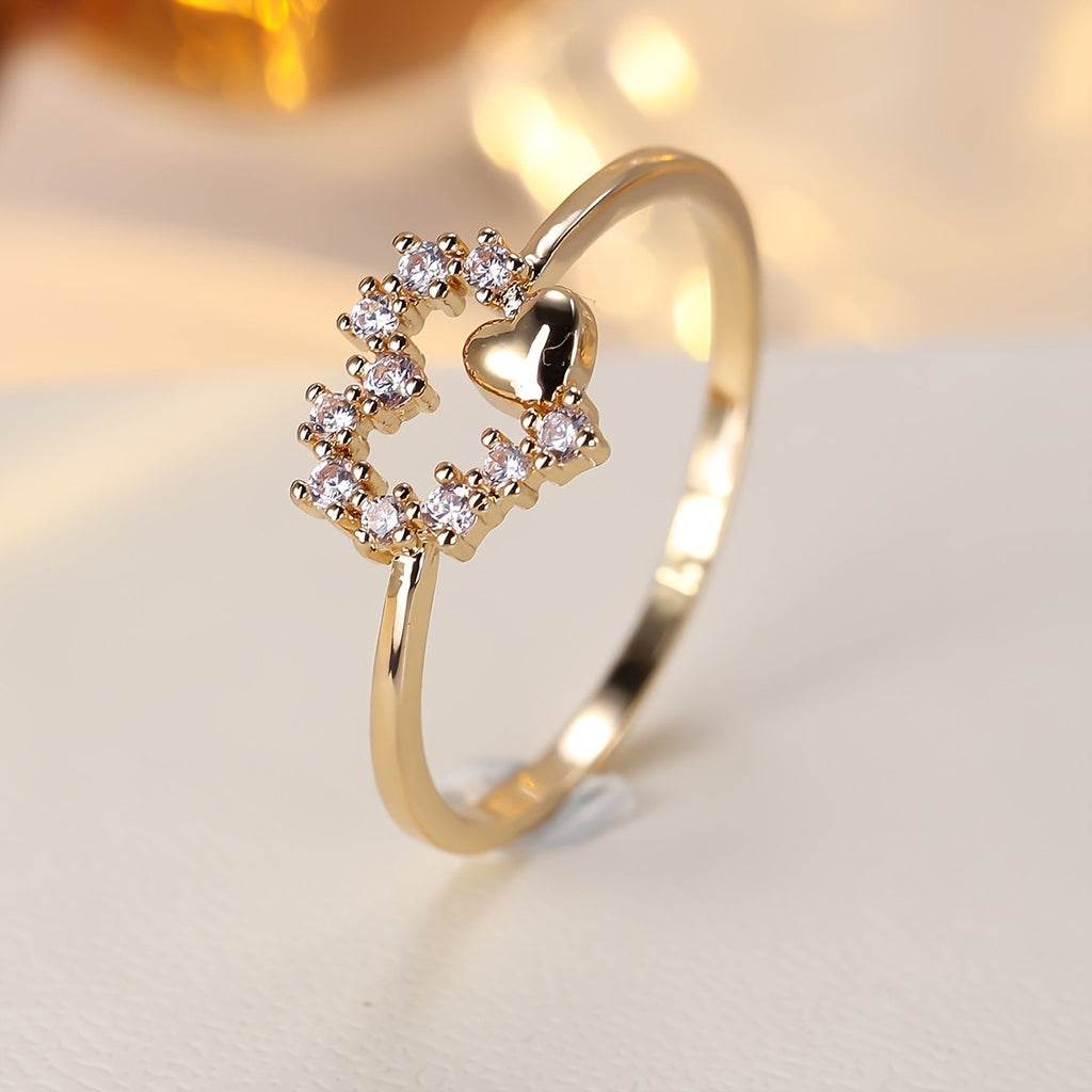 Dainty Heart Crystal Ring