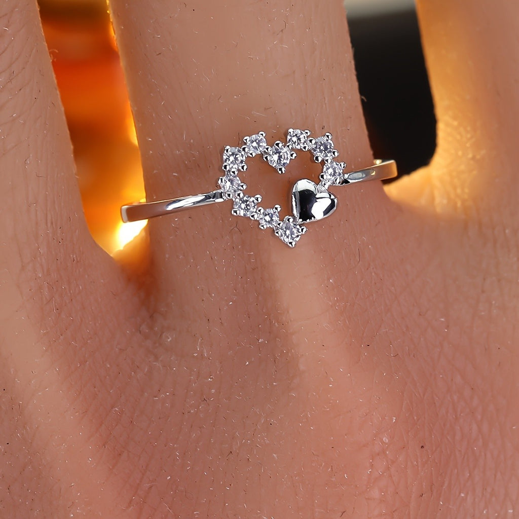 Dainty Heart Crystal Ring