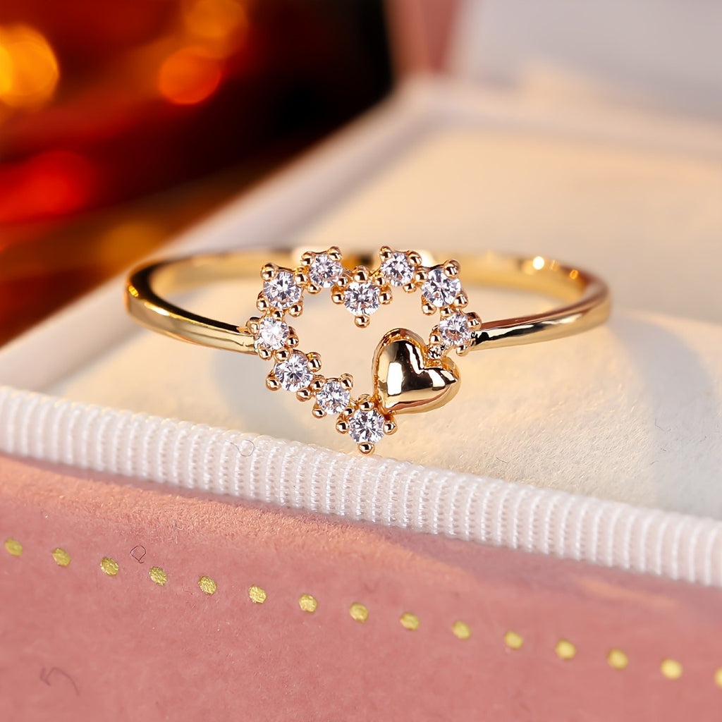 Dainty Heart Crystal Ring