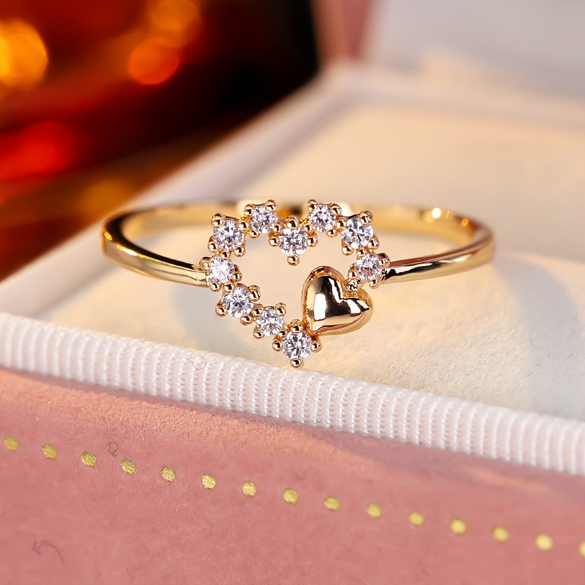 Dainty Heart Crystal Ring