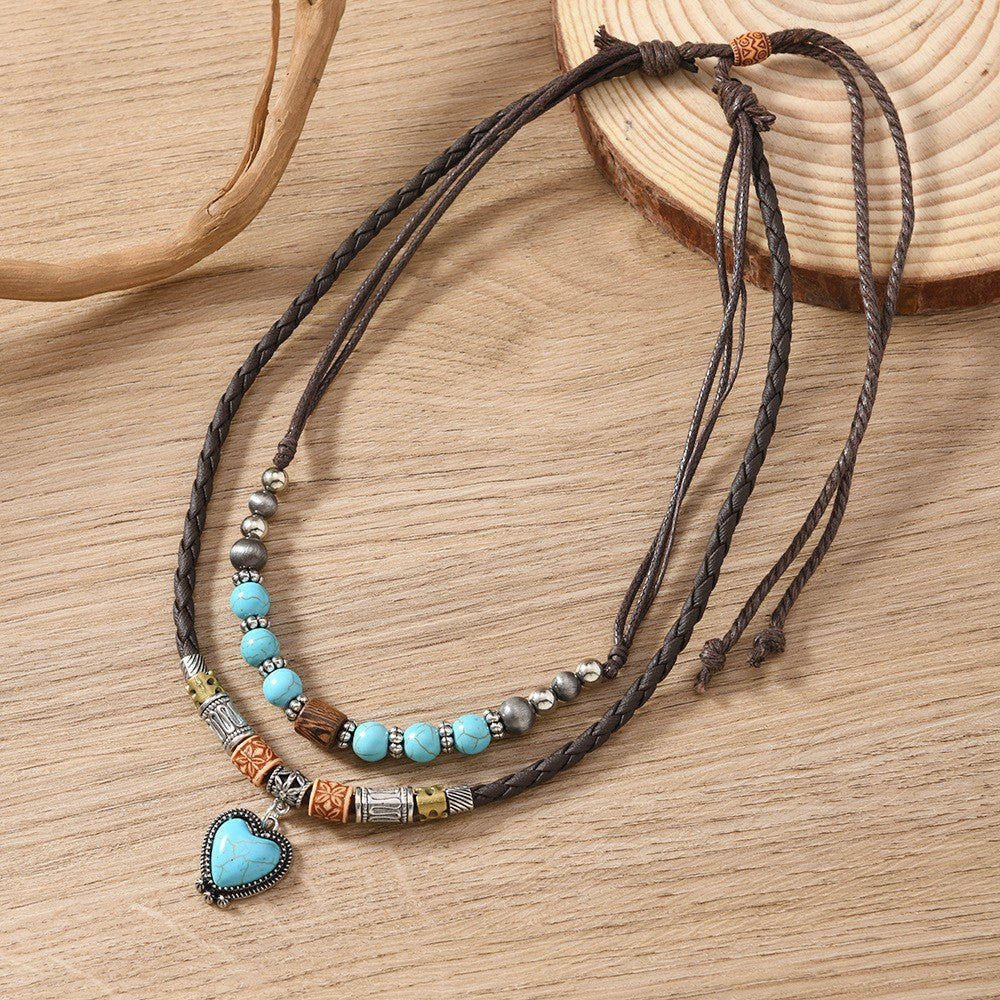 Boho Turquoise Heart Necklace