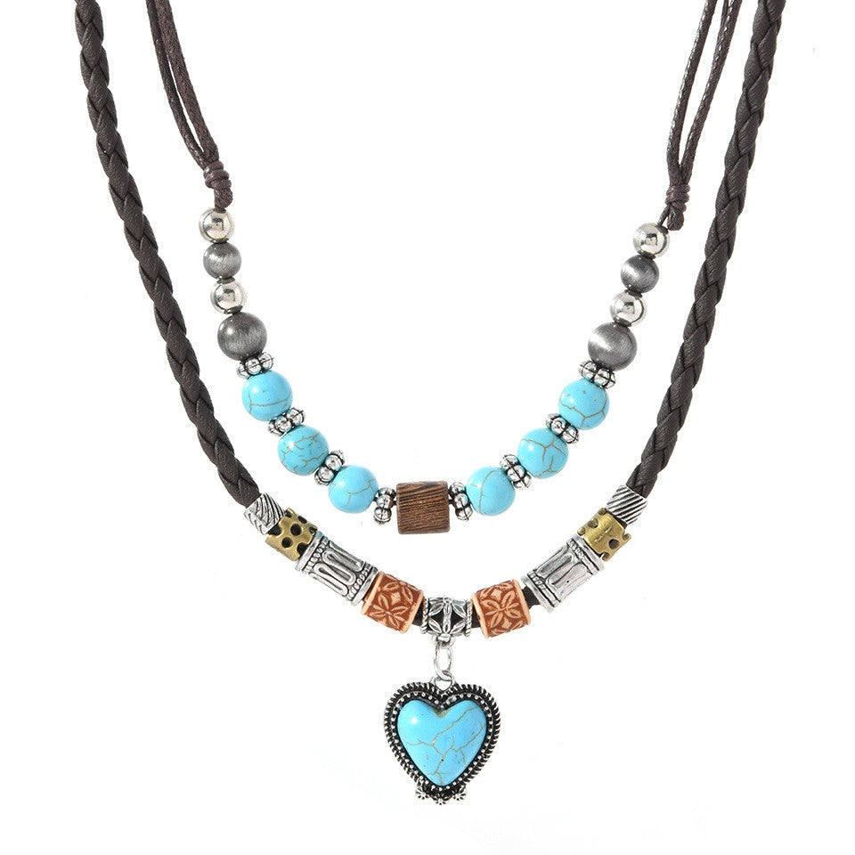 Boho Turquoise Heart Necklace