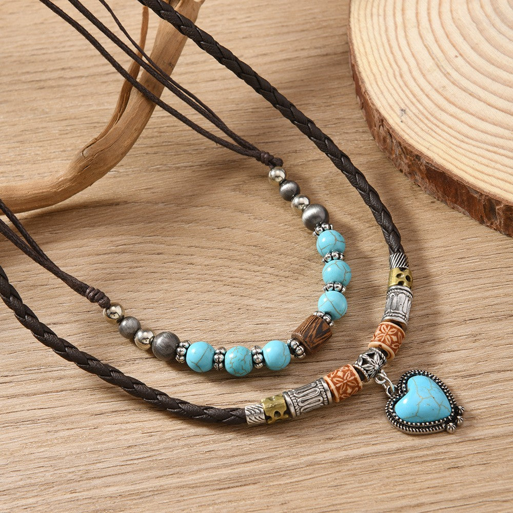 Boho Turquoise Heart Necklace