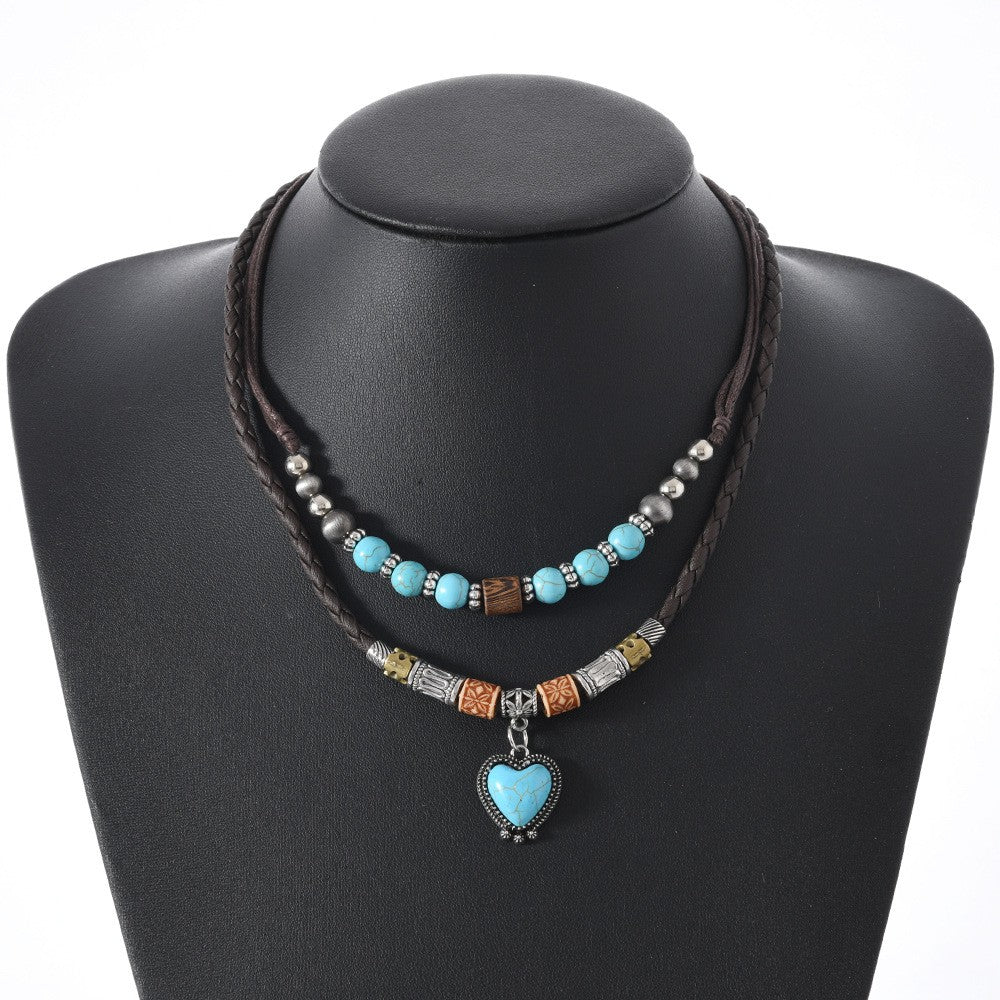 Boho Turquoise Heart Necklace