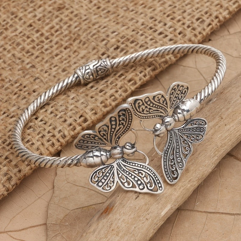 Vintage Butterfly Open Bangle