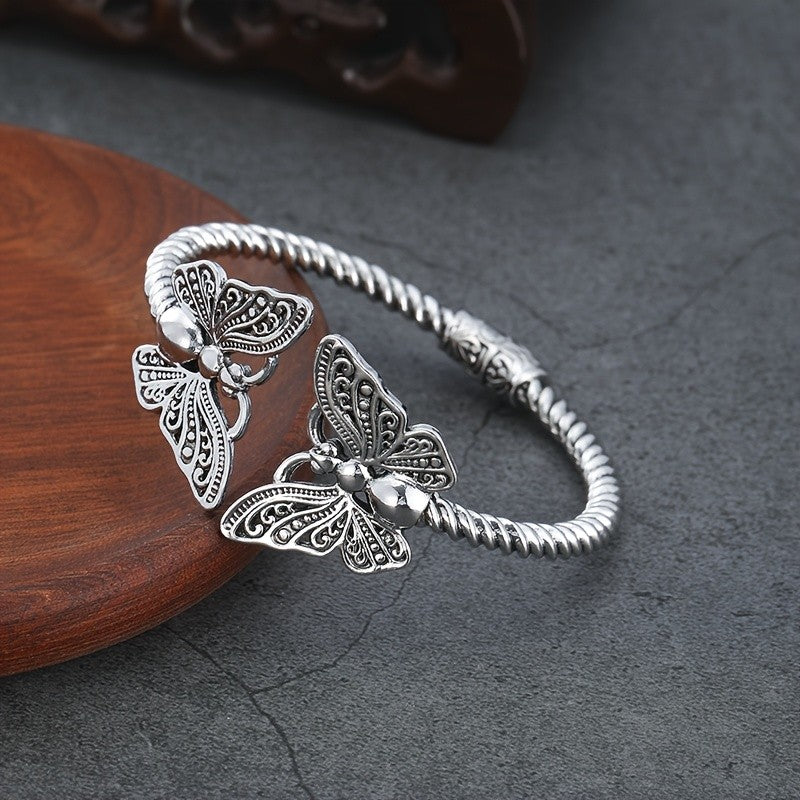 Vintage Butterfly Open Bangle