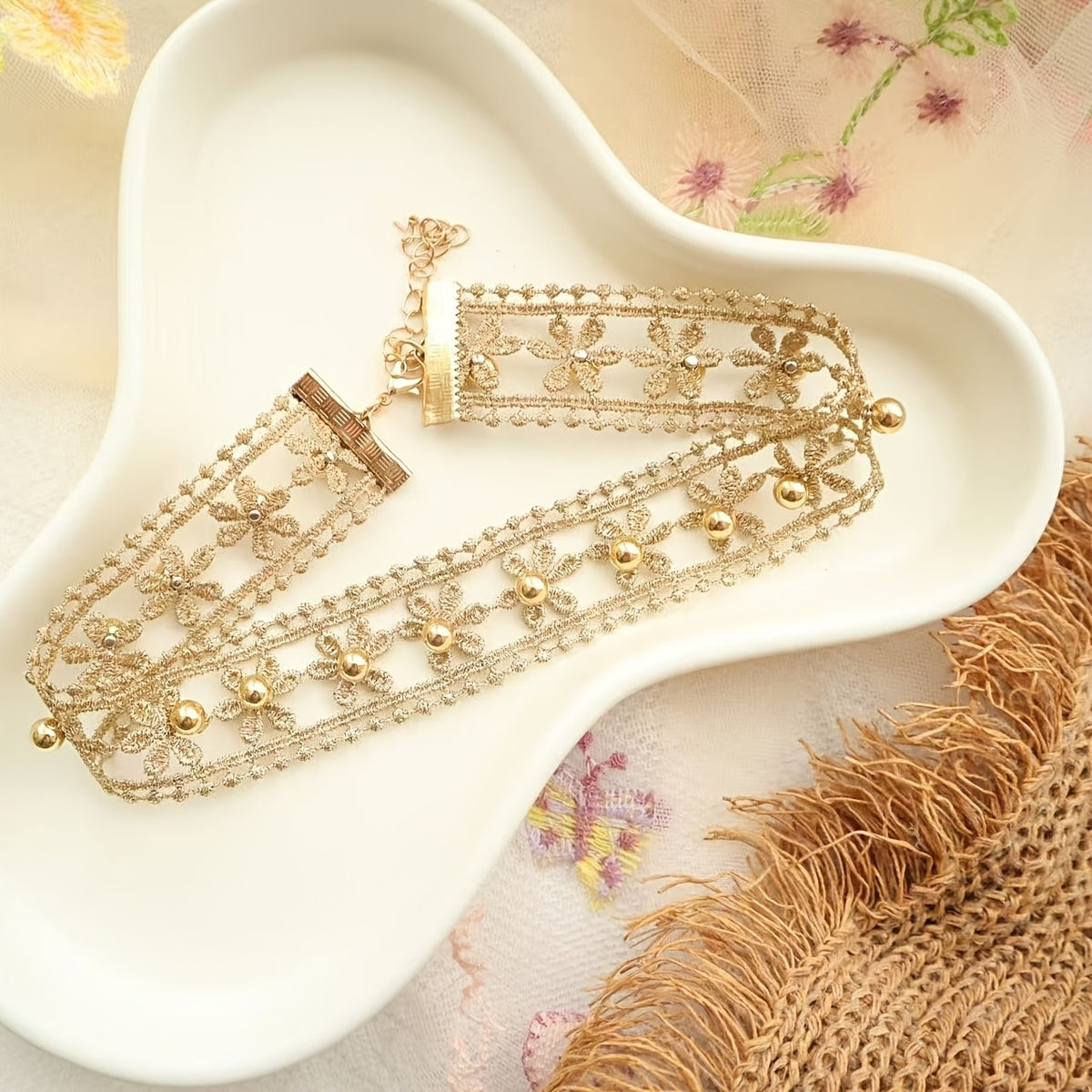 Vintage Pearl Flower Choker Necklace