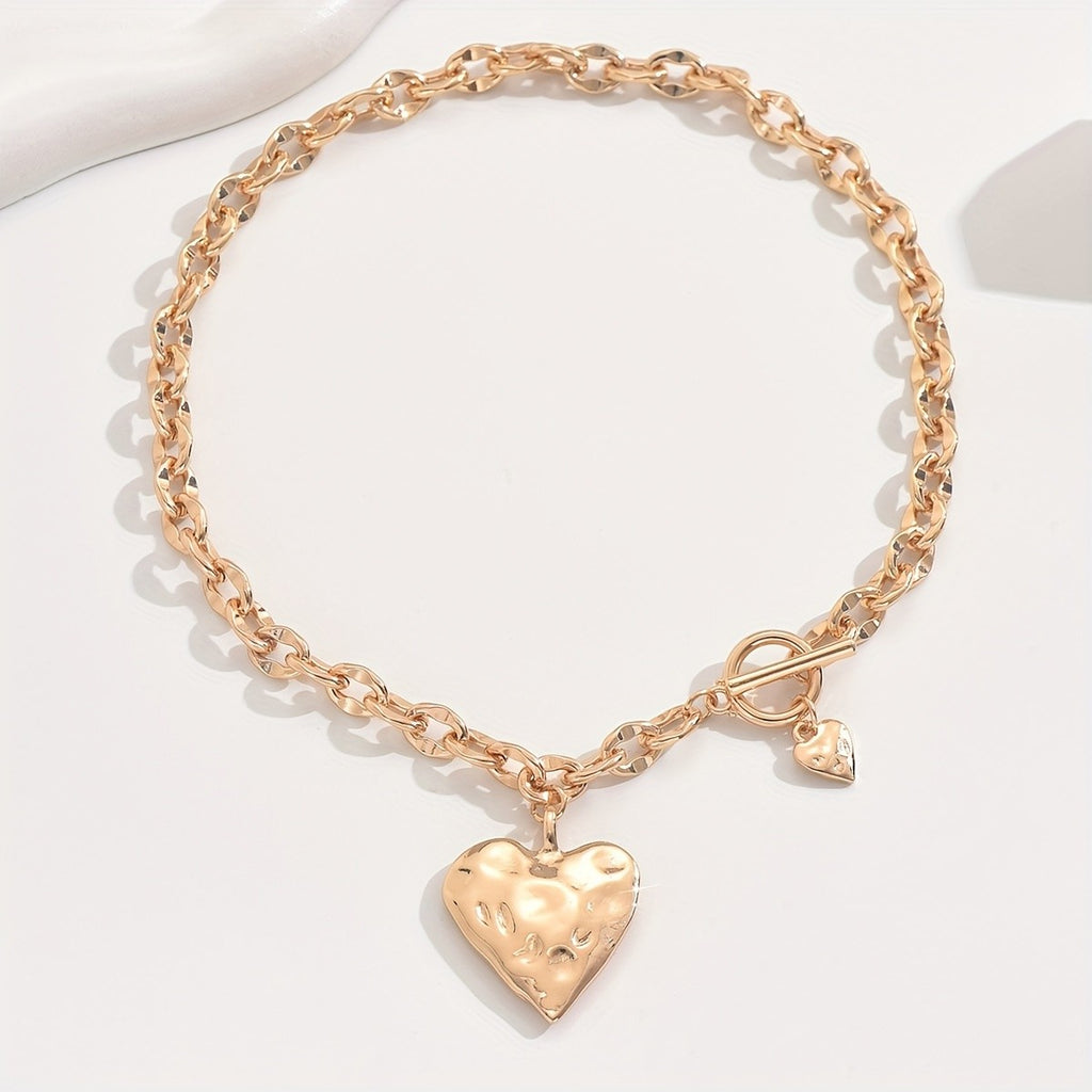 18k Elegant Hammered Heart Necklace