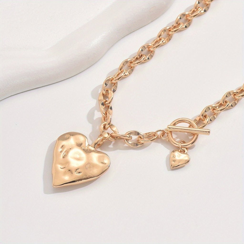 18k Elegant Hammered Heart Necklace