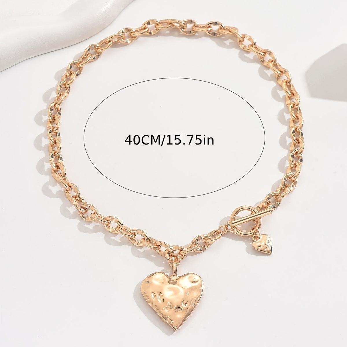 18k Elegant Hammered Heart Necklace