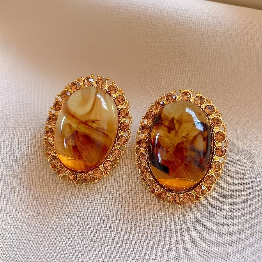 18k Vintage Oval Earrings