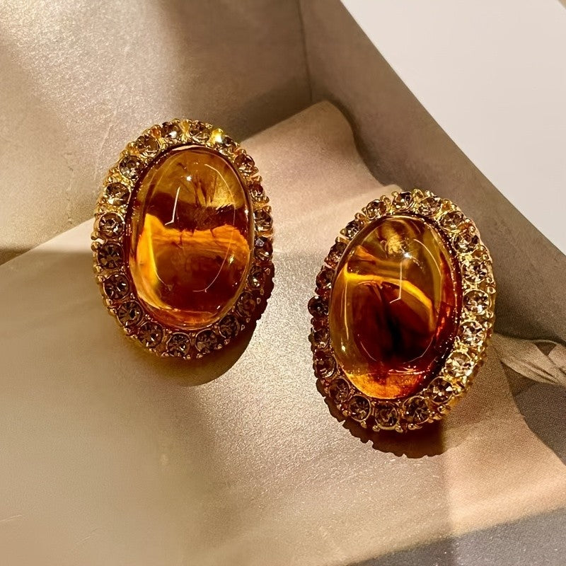 18k Vintage Oval Earrings