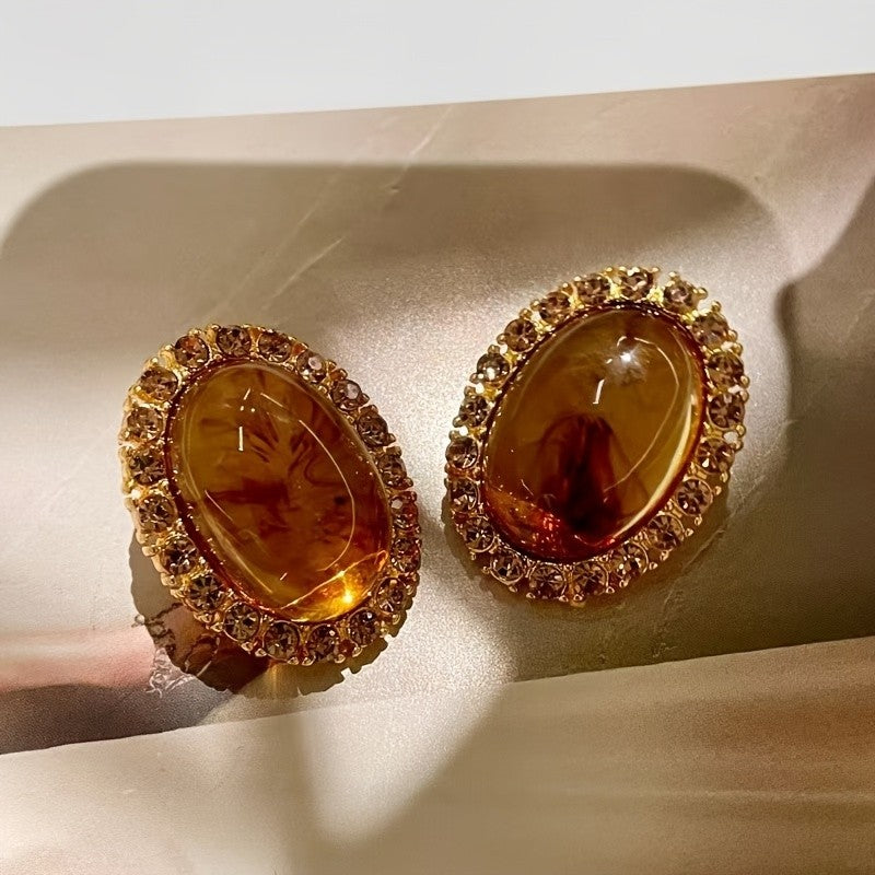 18k Vintage Oval Earrings