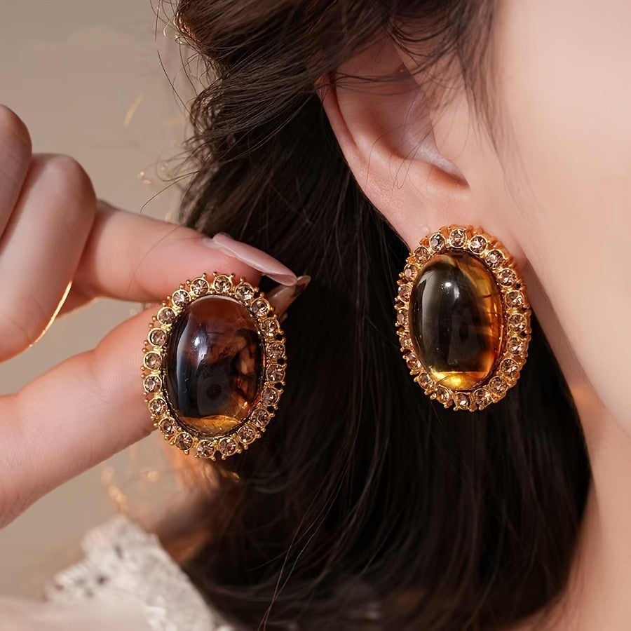 18k Vintage Oval Earrings