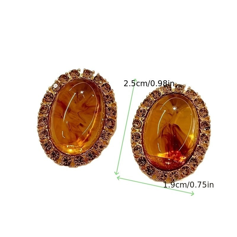 18k Vintage Oval Earrings