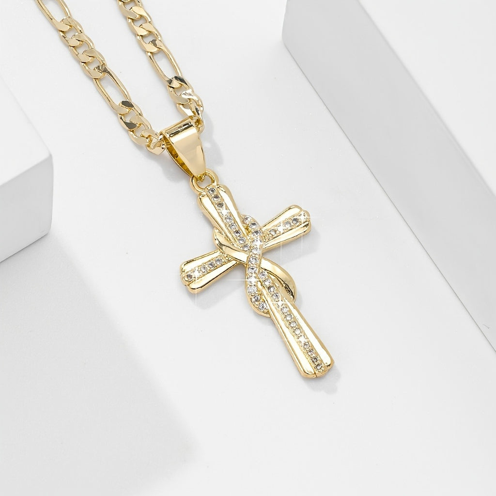 18k Elegant Ribbon Cross Necklace