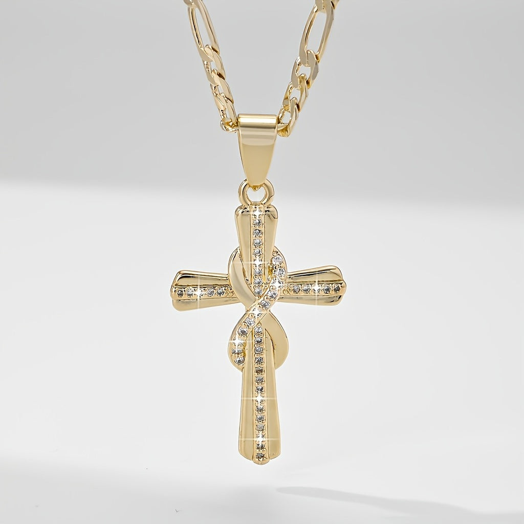 18k Elegant Ribbon Cross Necklace