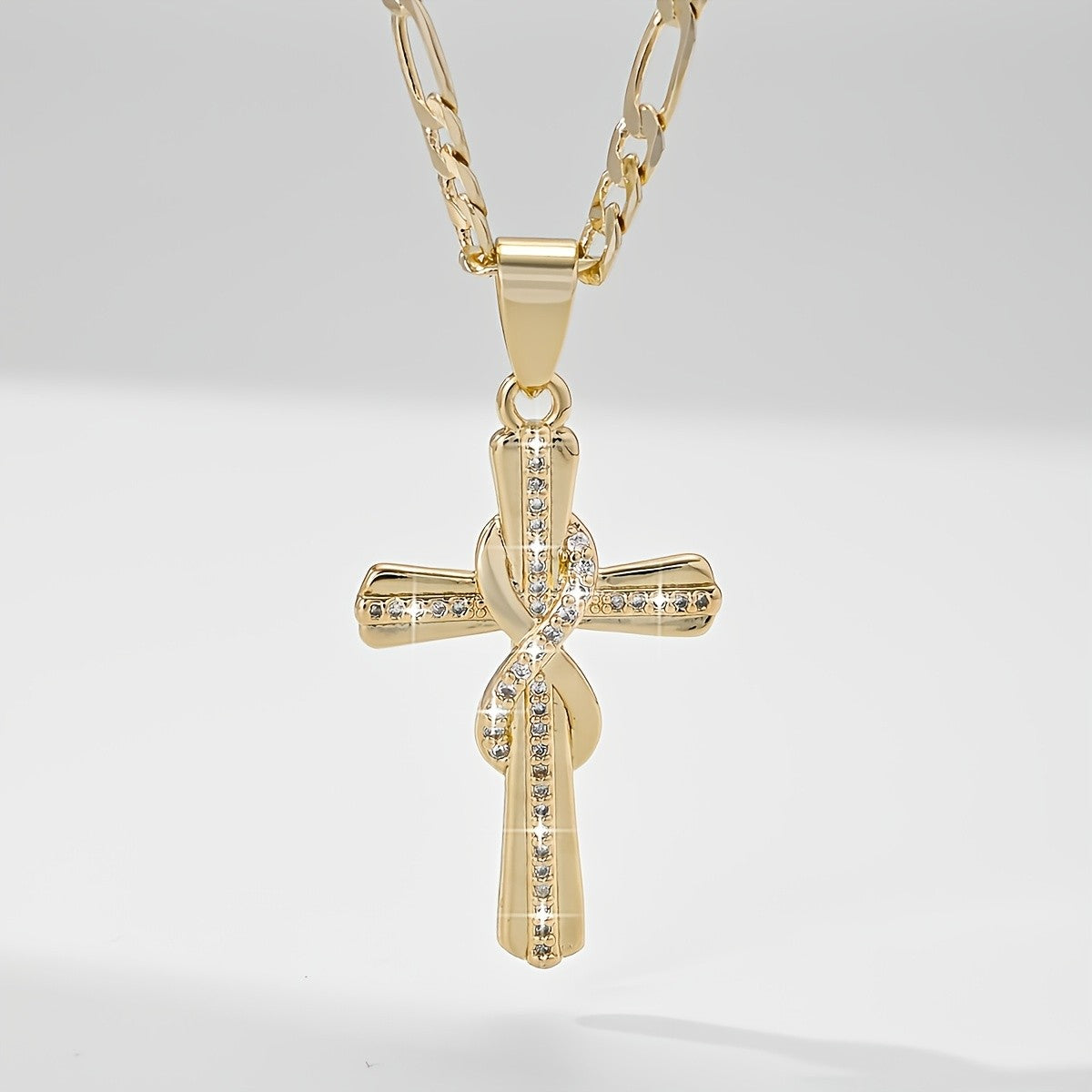 18k Elegant Ribbon Cross Necklace