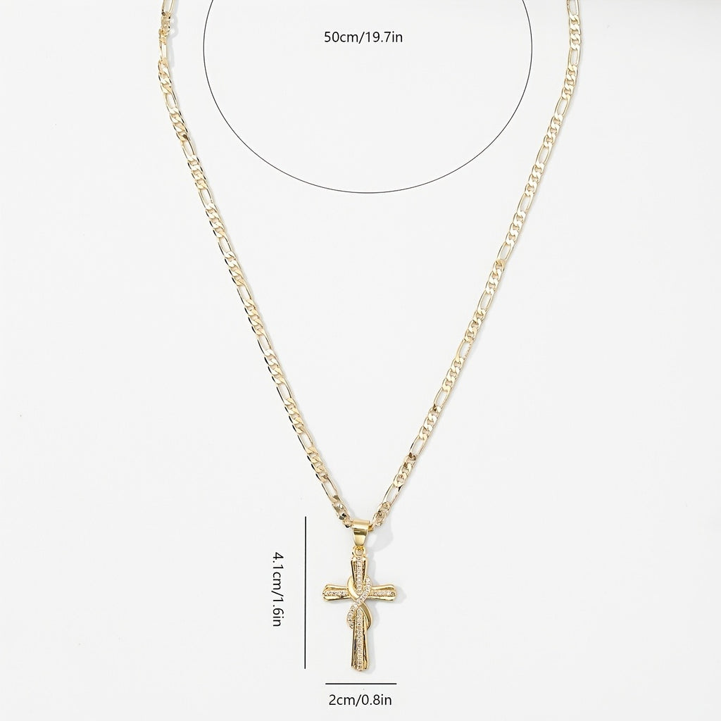 18k Elegant Ribbon Cross Necklace