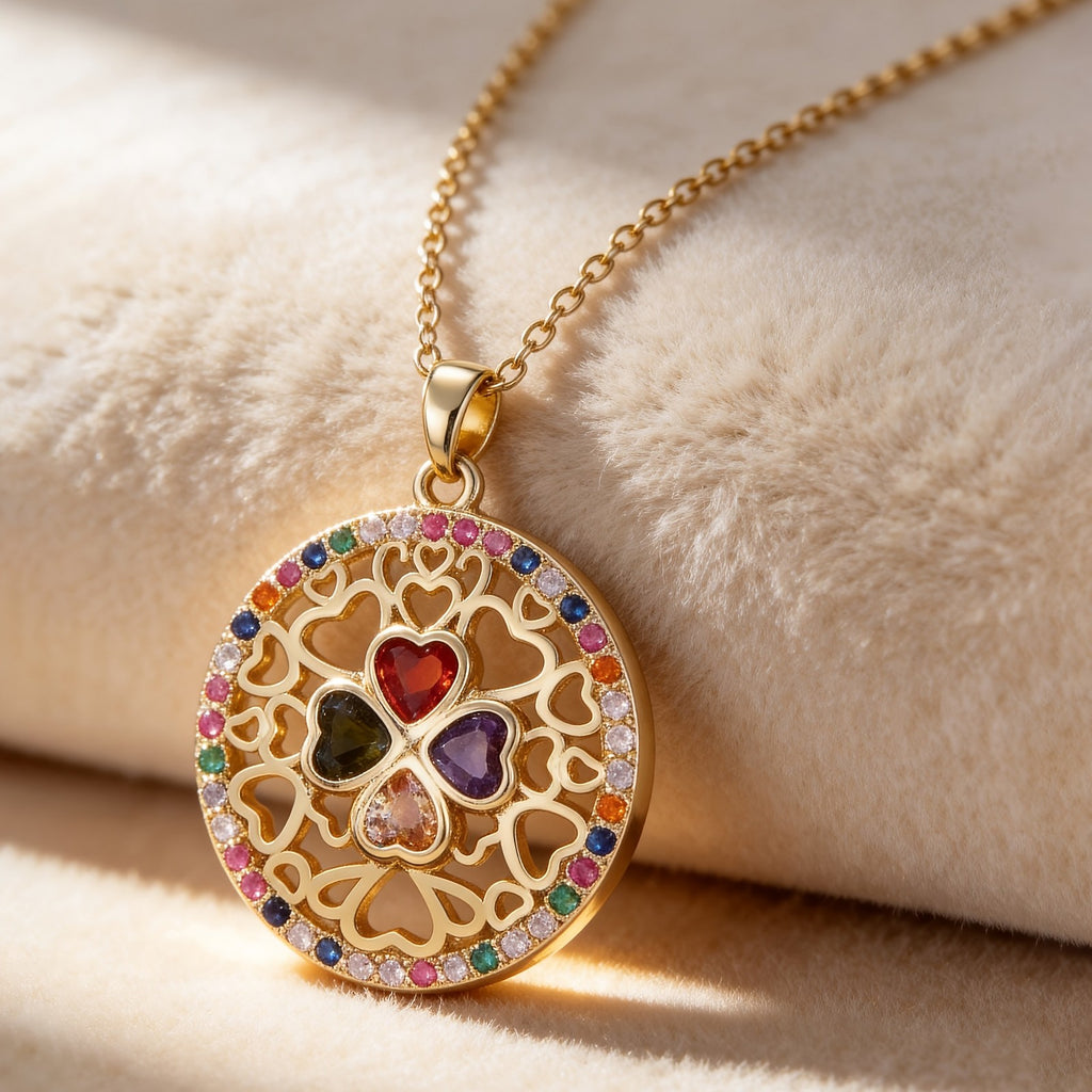 18k Boho Clover Pendant Necklace