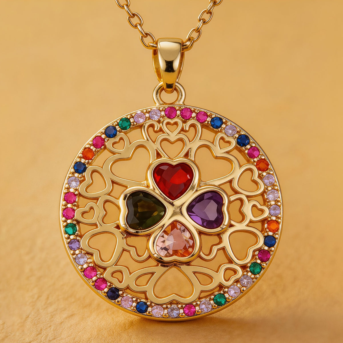18k Boho Clover Pendant Necklace