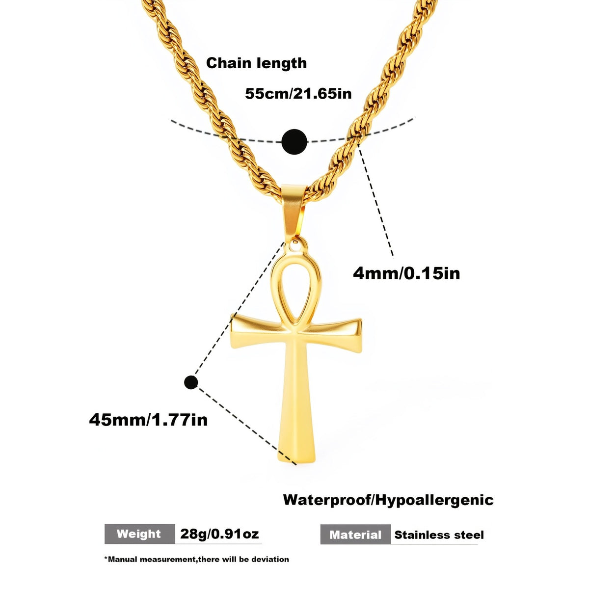18k Ankh Pendant Necklace