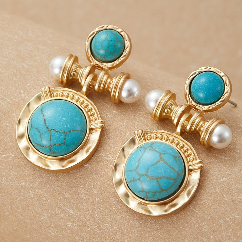 Vintage Turquoise Pearl Earrings
