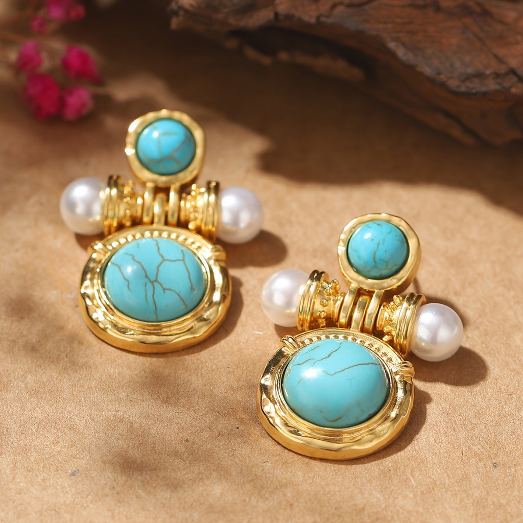 Vintage Turquoise Pearl Earrings
