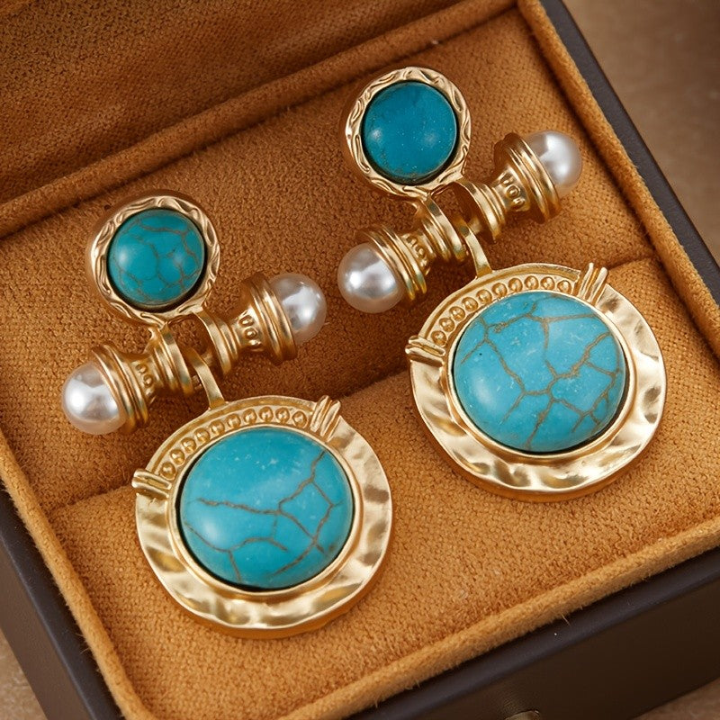 Vintage Turquoise Pearl Earrings
