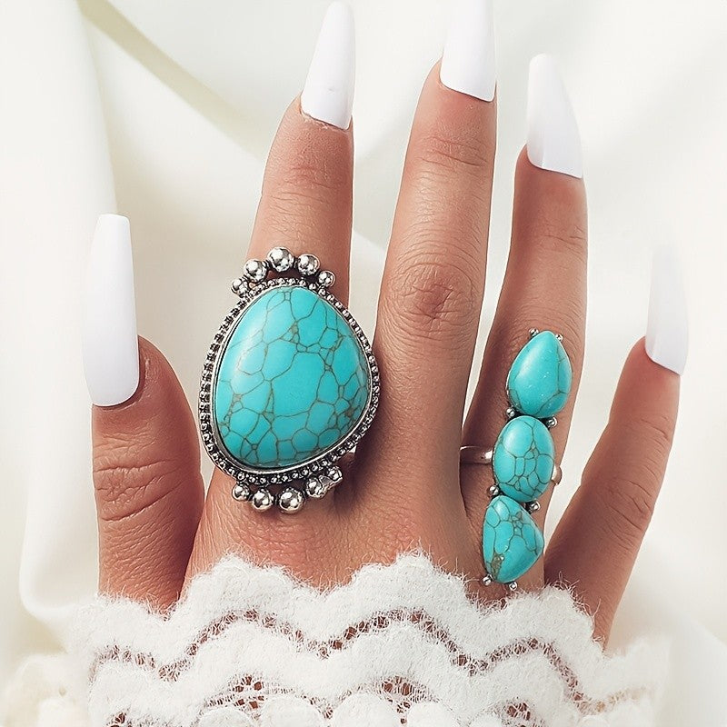 Vintage Turquoise Ring Set