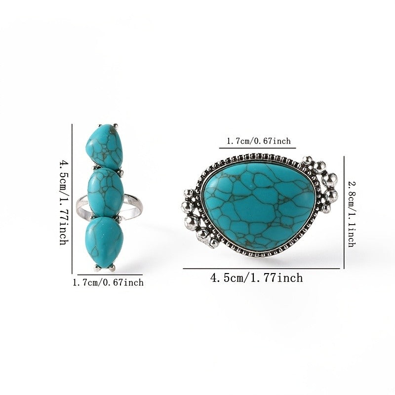 Vintage Turquoise Ring Set
