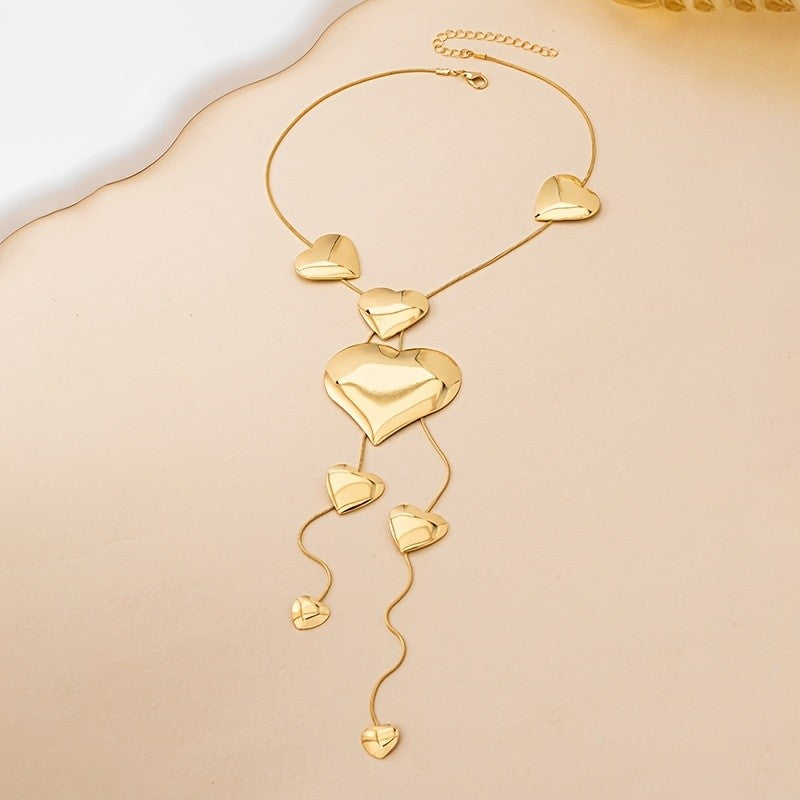 18k Elegant Heart Cascade Necklace