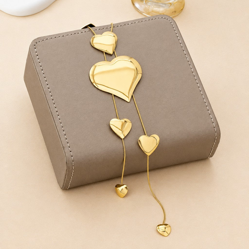 18k Elegant Heart Cascade Necklace