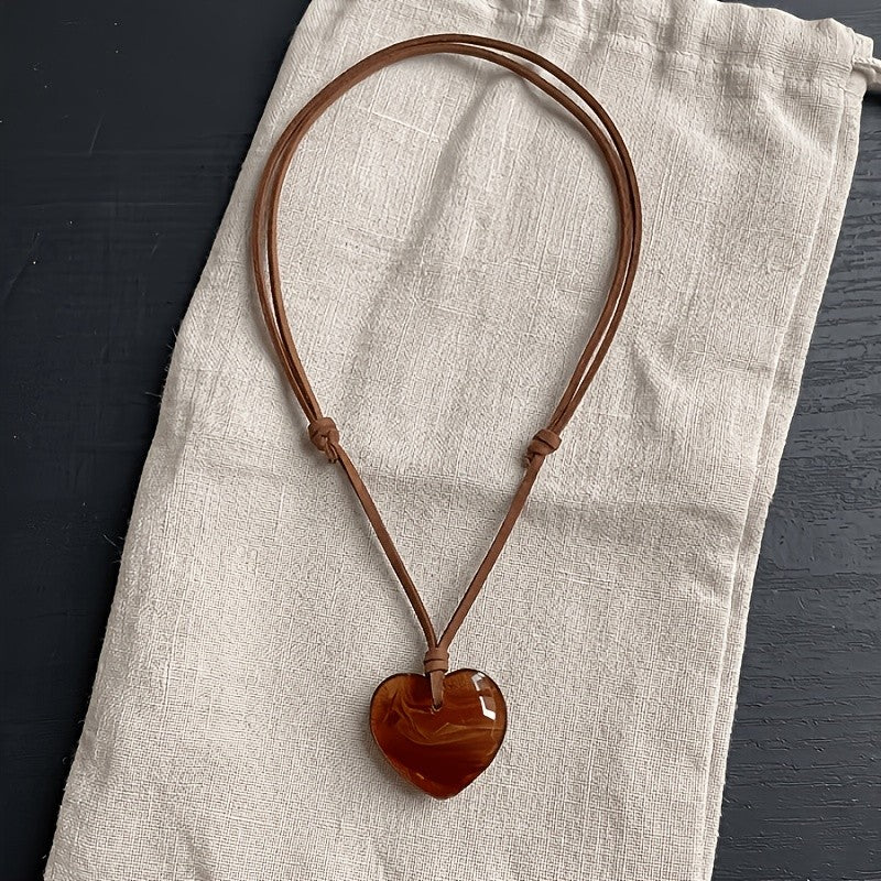 Vintage Amber Heart Necklace